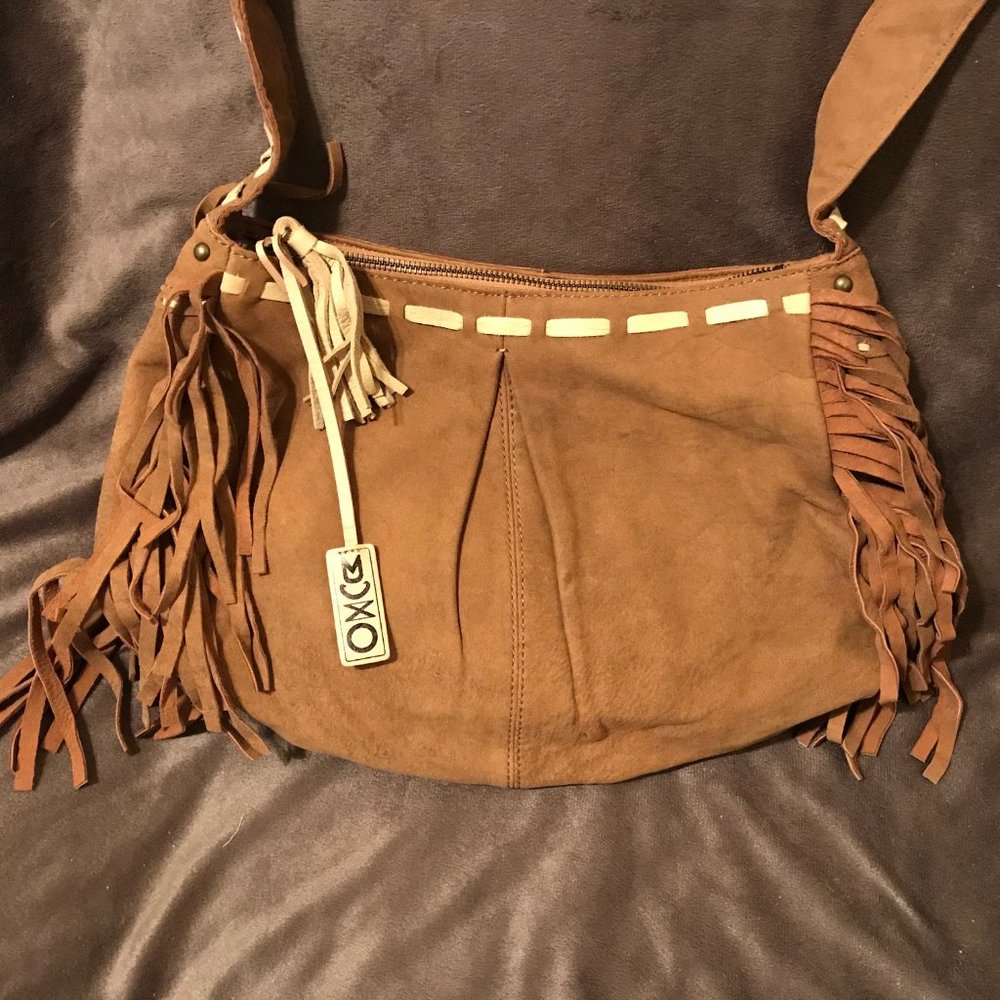 Camila Alves Boho MUXO Brown Purse with Fringe